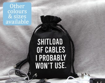 Shitload of cables drawstring bag, Cable storage, Gift for him, Gift for Dad, Father's day gift, Men's storage, Dad gift, Christmas for him