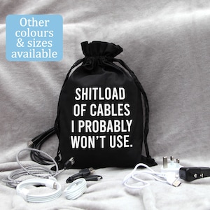 Shitload of cables drawstring bag, Cable storage, Gift for him, Gift for Dad, Father's day gift, Men's storage, Dad gift, Christmas for him