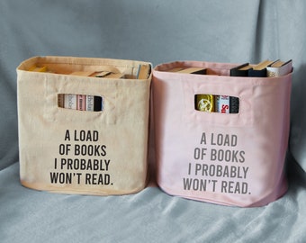 A load of books book basket, book gift, reading gift, book storage, book holder, TBR pile, funny book gift