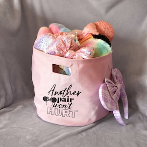 Another pair won&#39;t hurt Minnie ears basket, Minnie ears storage, Minnie ears travel, Mouse ears storage, Mouse ears bag, Minnie ears wall