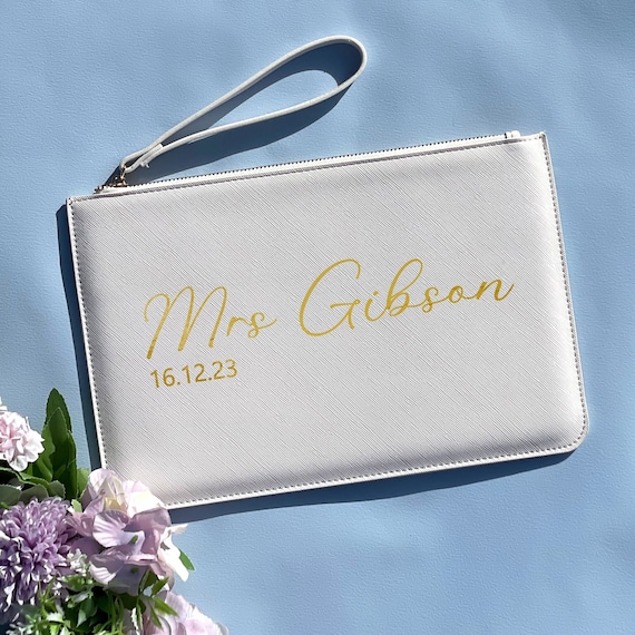 Personalised Bride clutch bag, Bride gift, Personalised bride gift, Bride clutch bag, Wedding clutch bag, Wedding day bag, Bride to be gift