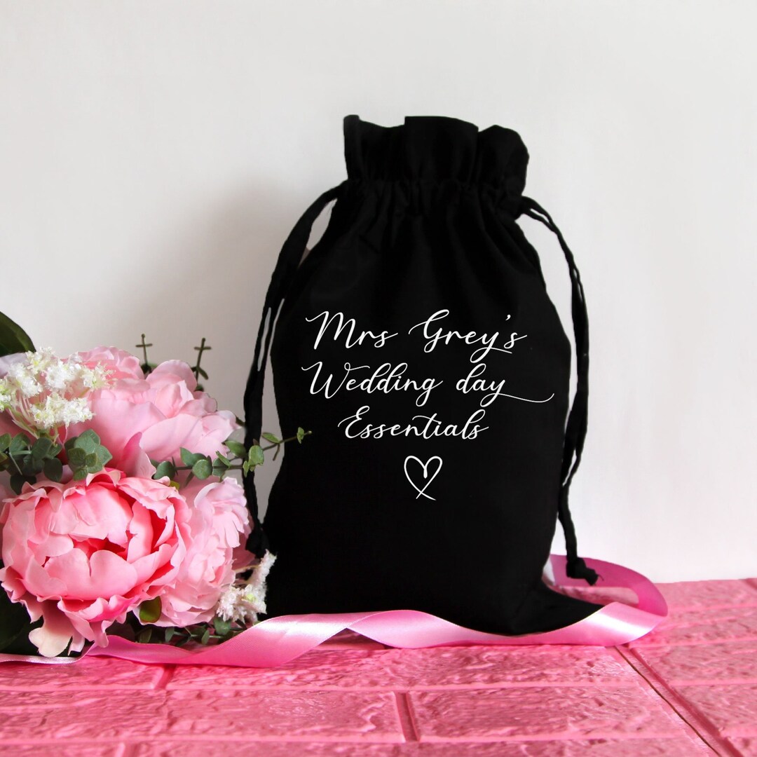 Personalised Wedding Day Essentials Drawstring Bag Bride Gift Etsy