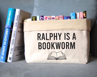 Personalised bookworm book organiser, personalised book gift, reading gift, personalised book storage, book holder