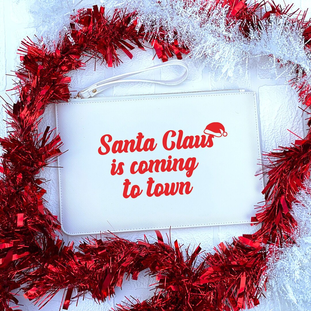 Babbo Natale sta arrivando in città pochette di Natale, borsa di