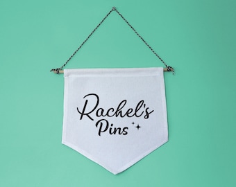 Personalised sparkle pin Pennant Flag, Pin display, Pin holder, Pin wall hanging