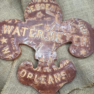 New Orleans Water Meter Fleur De Lis Ceramic Handmade Pottery