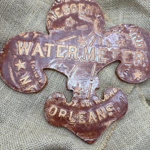 New Orleans Water Meter Fleur De Lis Ceramic Handmade Pottery