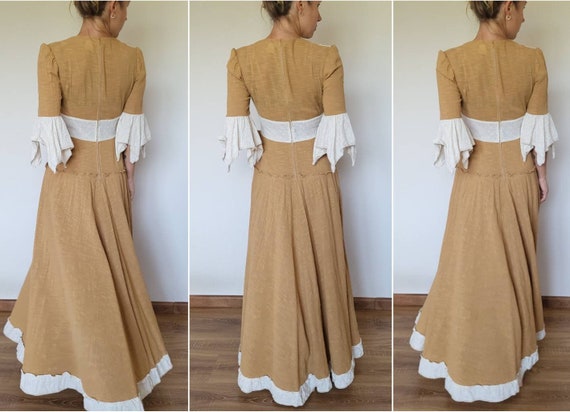 Vintage 70's Mustard Yellow Maxi Peasant Dress - Gem