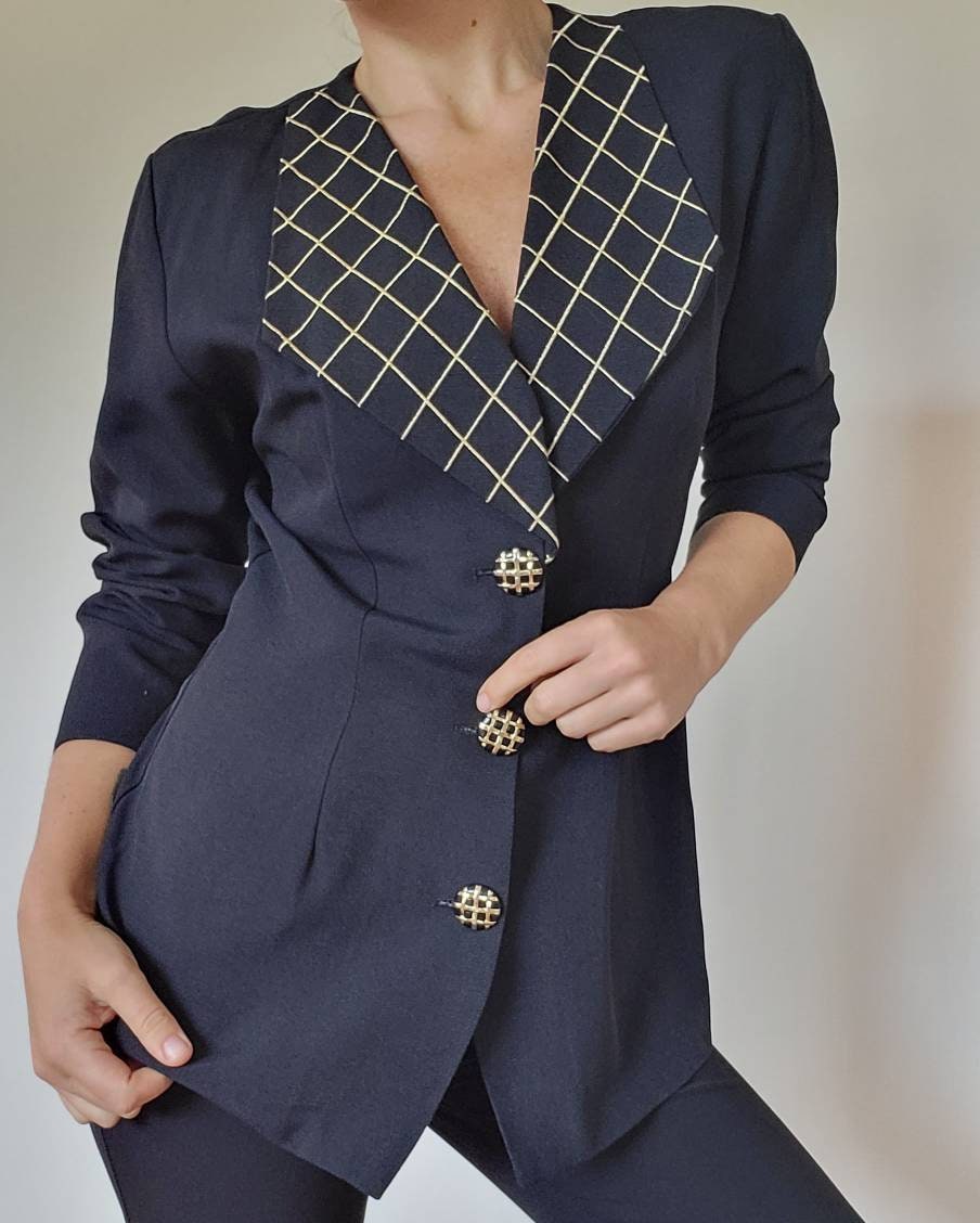 Vintage 80's Fancy Statement Blazer/ Big Gold Embroidery Collar Blazer ...