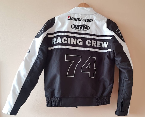 Trendy Fast Lane Speed Rider Racing Jacket With Logo Patches and