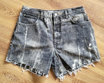 Short coupé en denim délavé Versace Jeans Couture des années 90/taille L