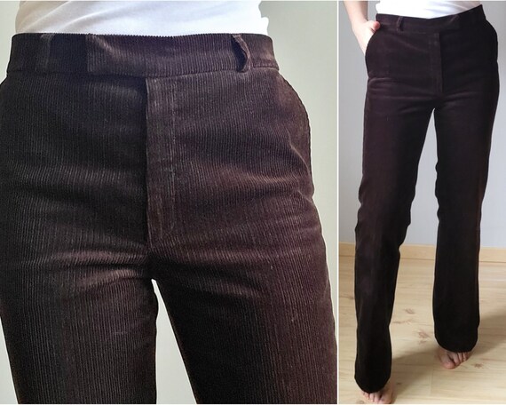 90's Brown Straight Corduroy Pants With Pockets - Etsy