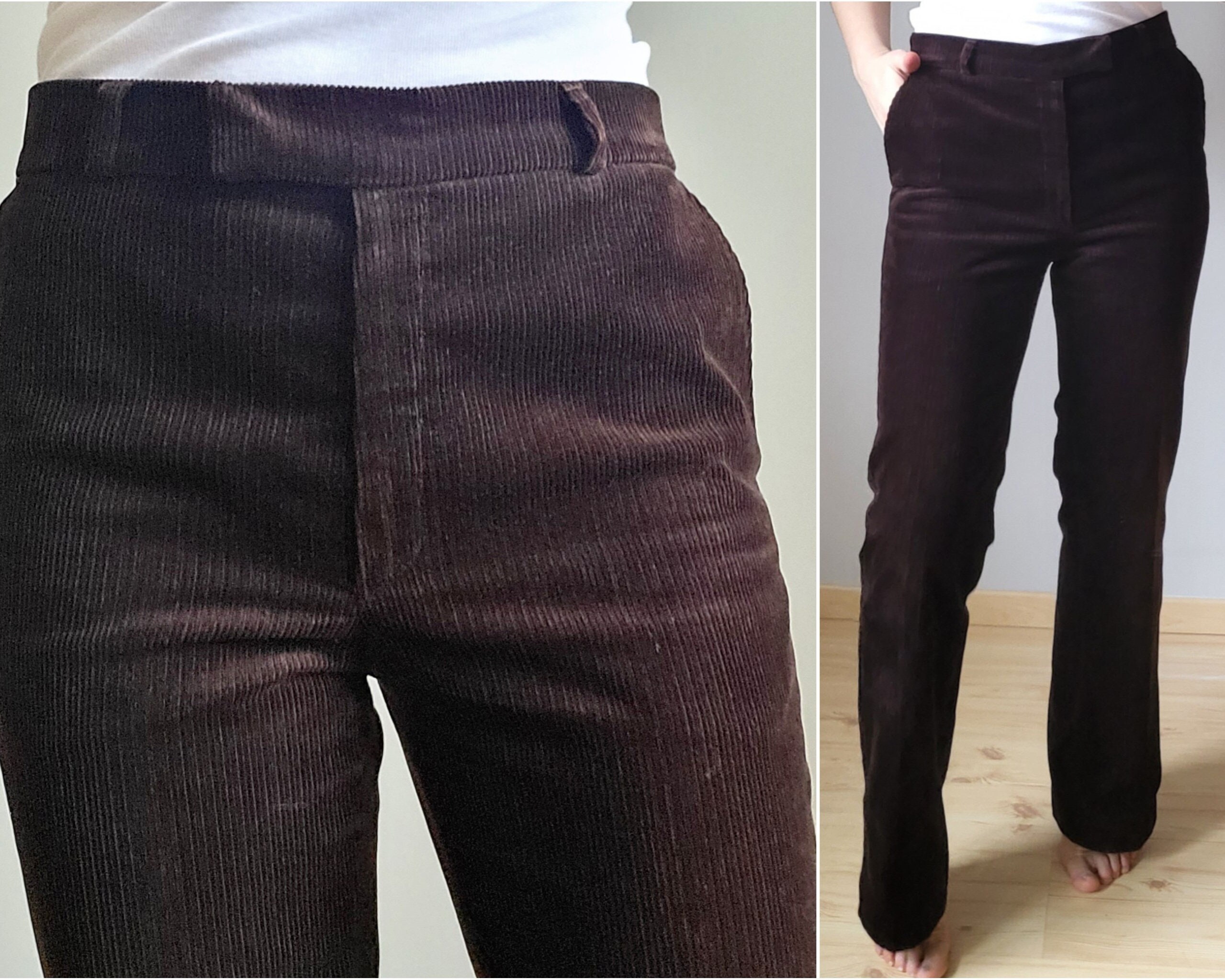 90's Brown Straight Corduroy Pants With Pockets - Etsy