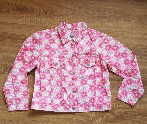 Vintage Y2K Texas Jeans Pink Floral Trucker Jacket - image 4
