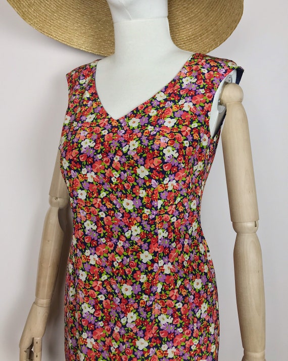 LAURA ASHLEY 80s Vintage Silk Dress 80s Floral Dr… - image 2