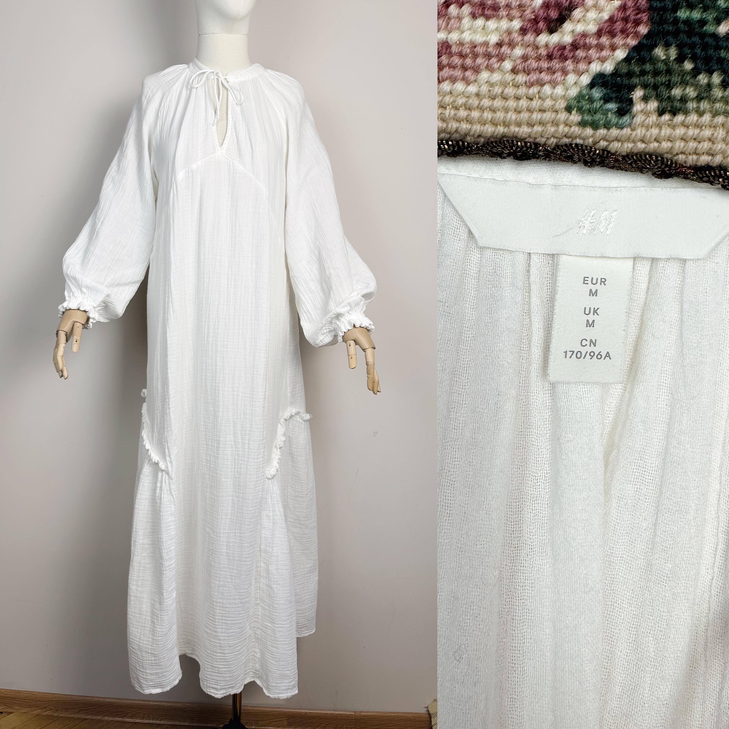 cotton kaftan dress h&m Ladies - White Cotton Muslin Beach Kaftan - Size: S