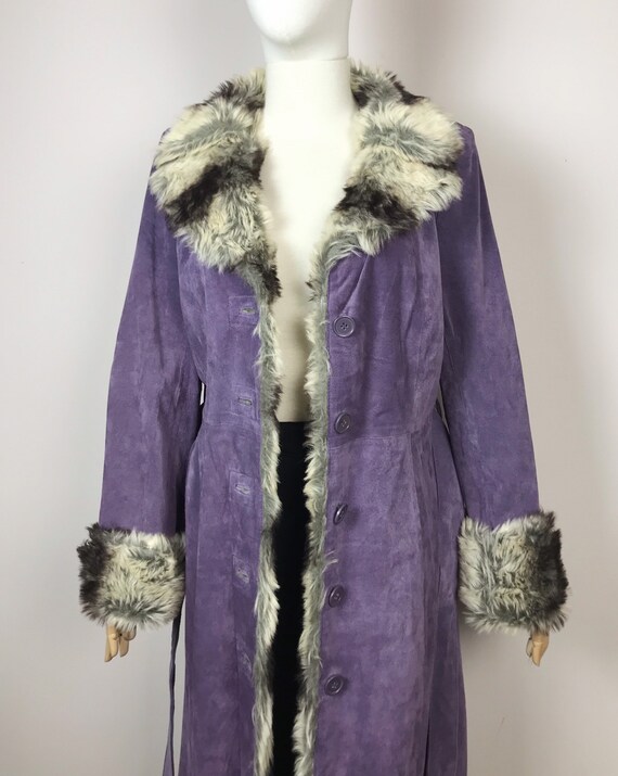 Vintage Suede Leather Coat CENTIGRADE Lilac Real … - image 4
