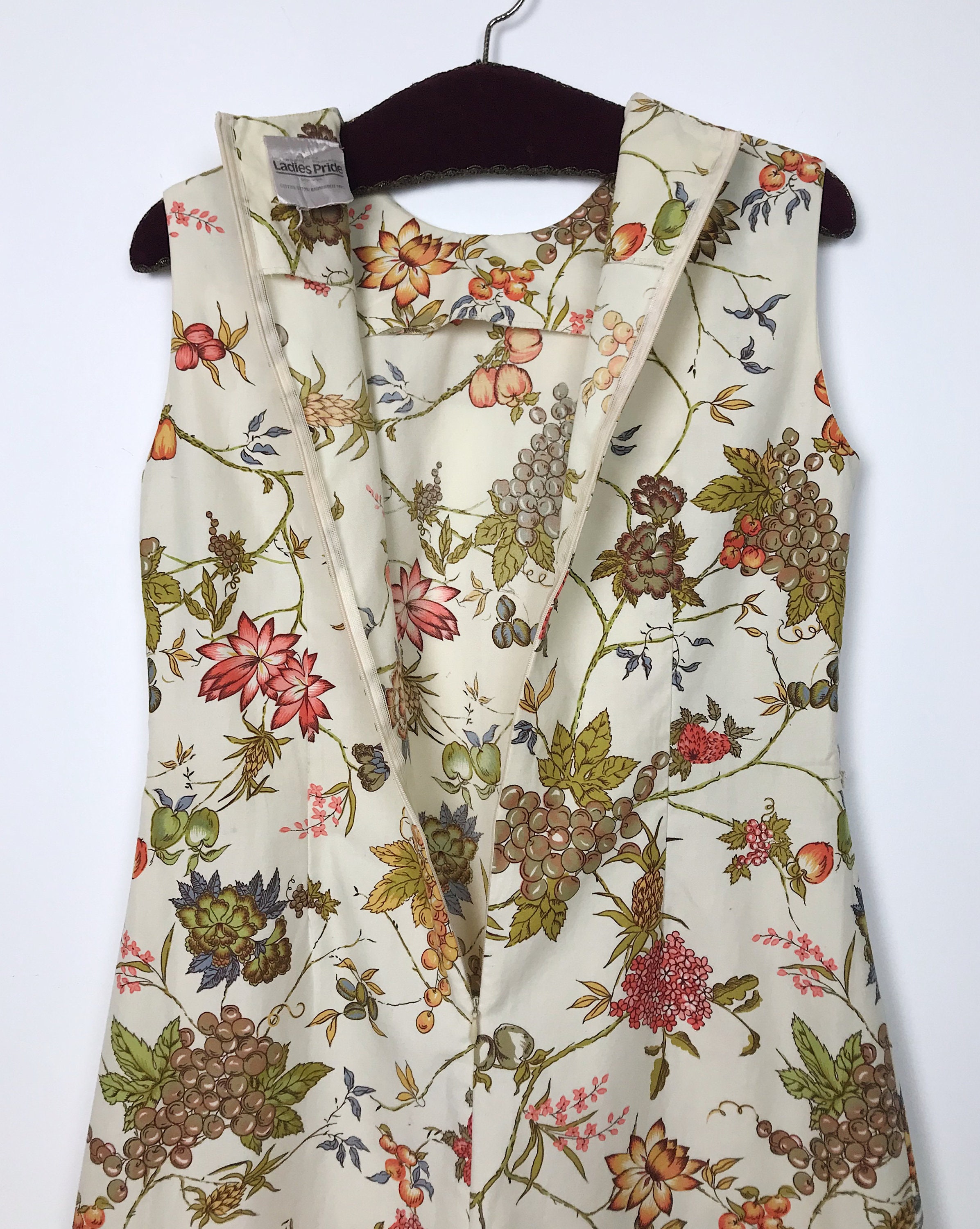 LADIES PRIDE Vintage 70s Dress Cotton Midi Retro Floral Dress