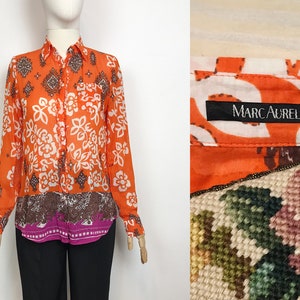 Marc Aurel Cotton Silk Blend Orange Blouse Shirt