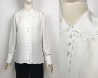 ホワイトのヴィンテージ無地ブラウス 80年代風シャツ - Etsy 日本