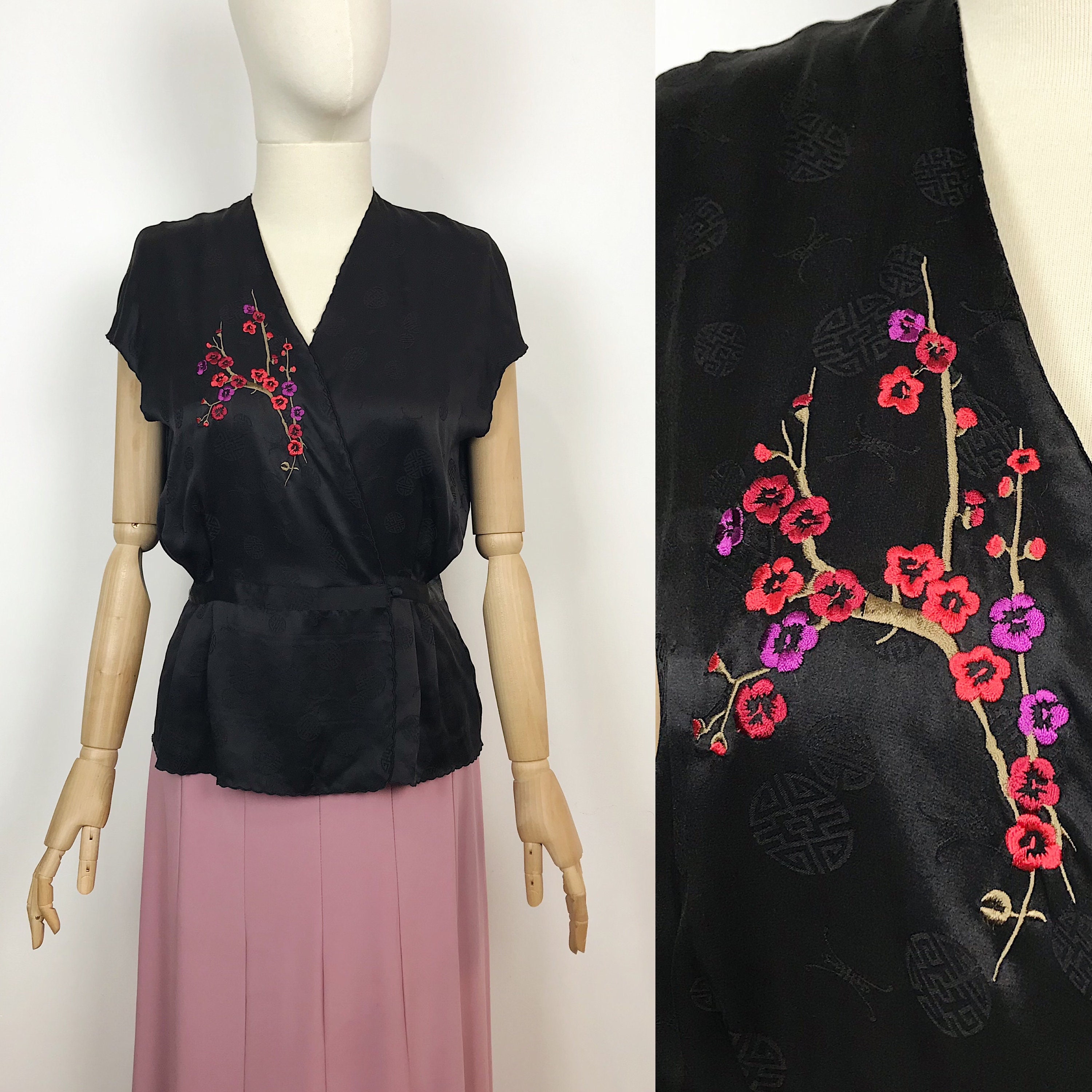 Haut Biscotte - Coupe Chinoise Cintrée, Blouse Chemise - Taille XS/S - Occasion Très Bon état