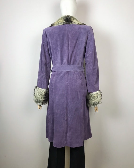 Vintage Suede Leather Coat CENTIGRADE Lilac Real … - image 10