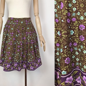 Vintage Cotton Floral Skirt Designer Summer Boho Mini Skirt