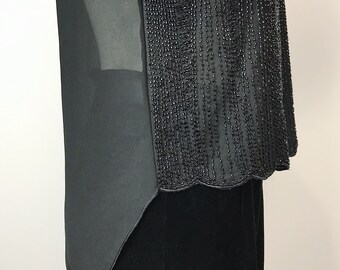 ヴィンテージ ブラック ビーズ ブラウス 透け感のある刺繍入りトップス