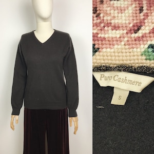 Brown Cashmere Jumper V Neck Sweater