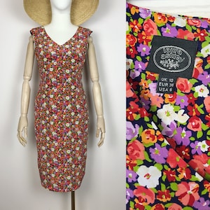 LAURA ASHLEY 80s Vintage Silk Dress 80s Floral Dress UK 10 1980s Silk Sheath Dress