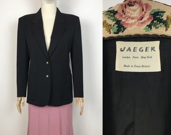 Vintage JAEGER Black Wool Jacket Classic Blazer