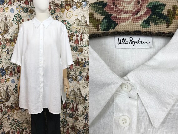 Ulla Popken White Linen Shirt Big Size XXL Linen Blouse Etsy