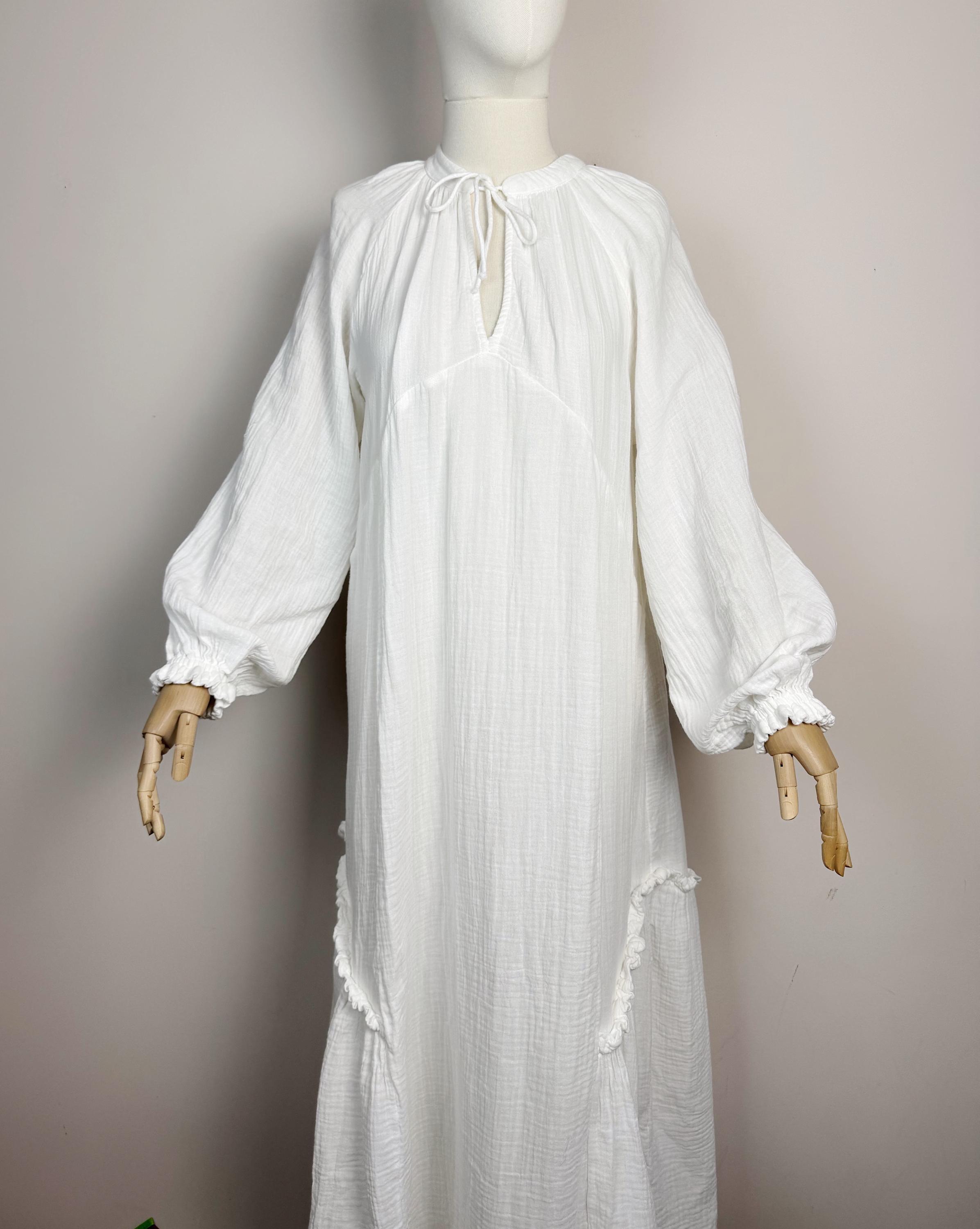H&M White Muslin Long Kaftan Dress Cotton Boho Dress - Etsy