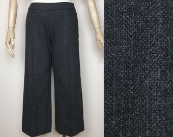 Vintage Short Wide Pants Capri Pants Nile Atelier Grey Wool Tweed Pants Retro