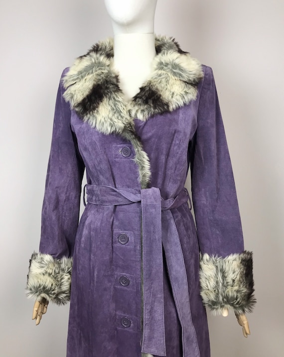 Vintage Suede Leather Coat CENTIGRADE Lilac Real … - image 2