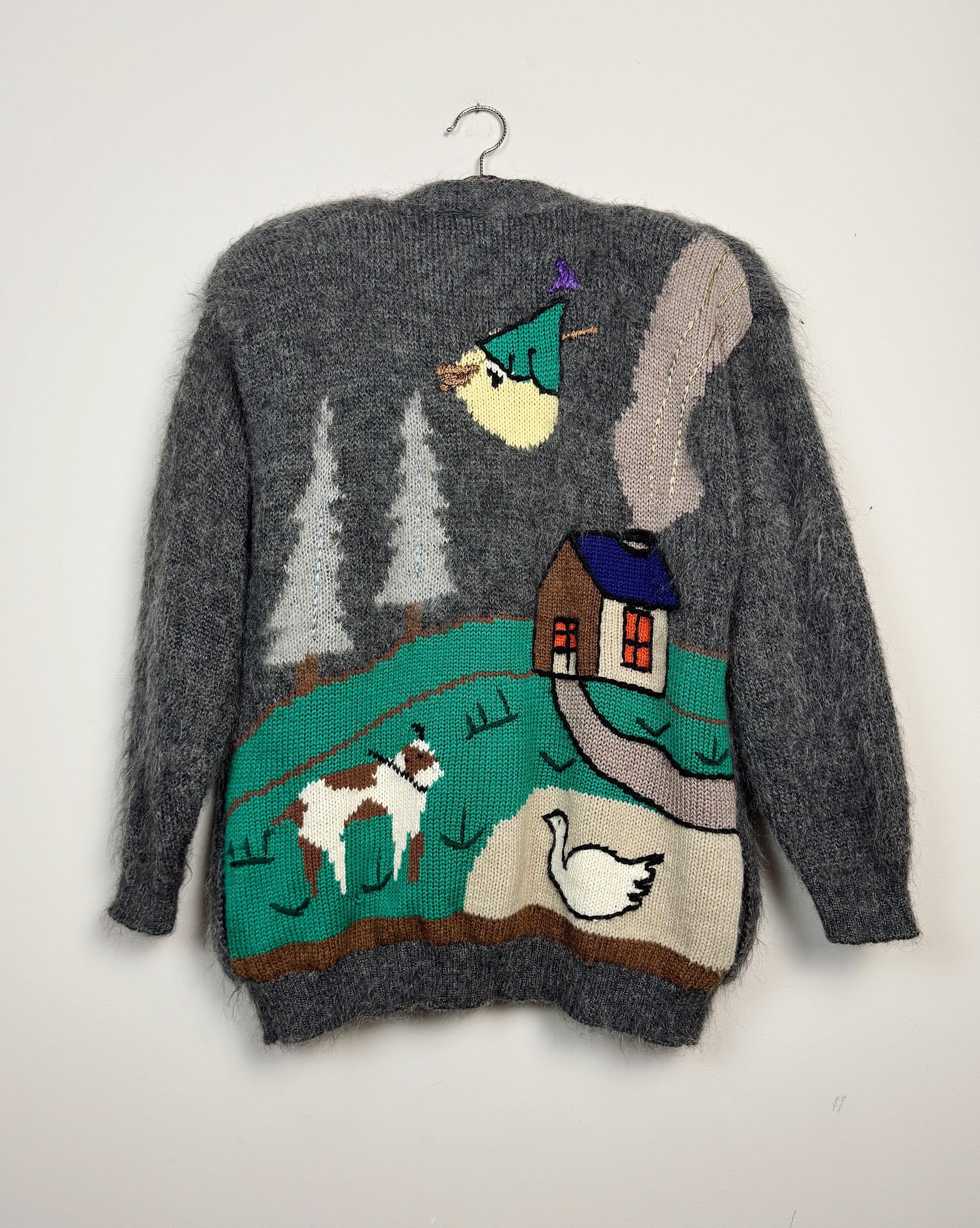 ヴィンテージモヘアニットカーディガン：イタリアのニキライン、80年代