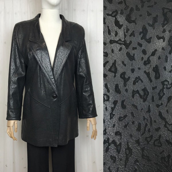 Vintage 80s Leather Blazer Genuine Black Leather Jacket CHRIST