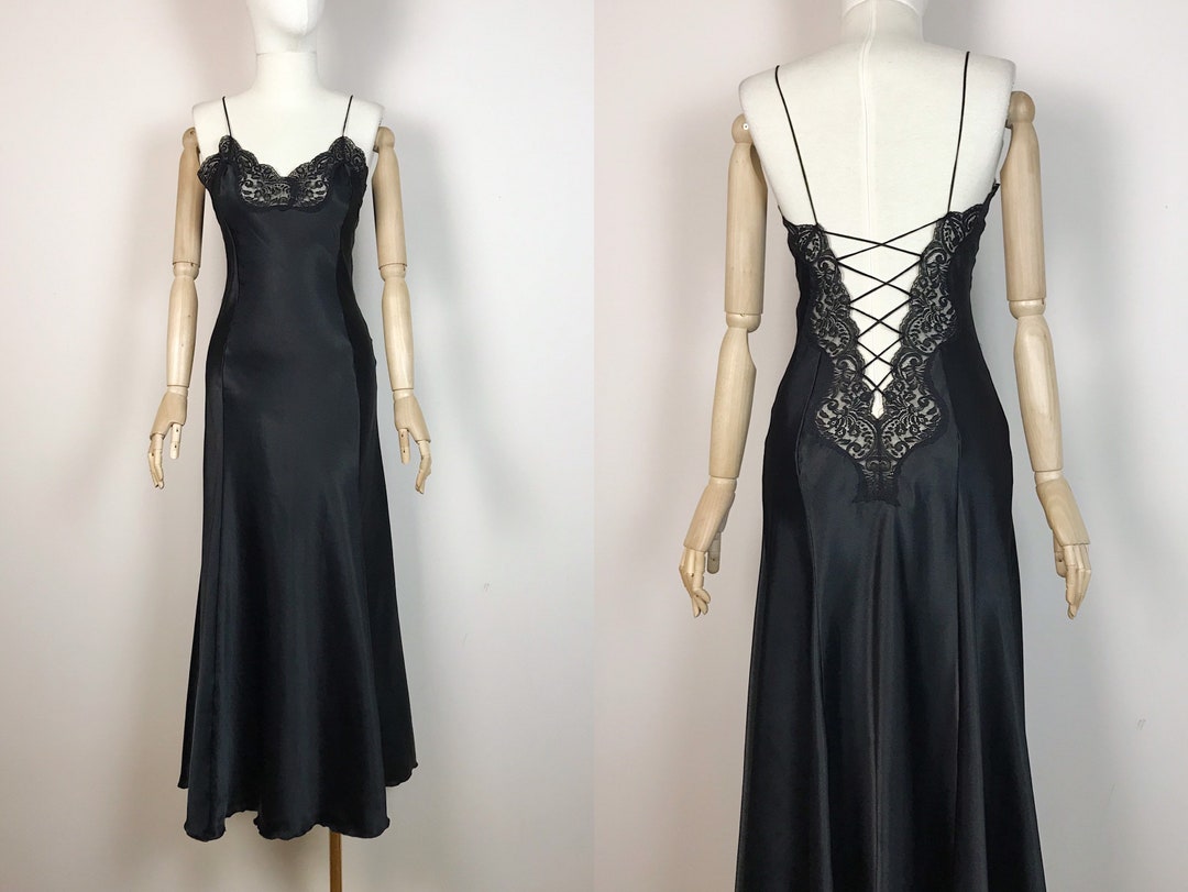 Jane Woolrich House of Fraser Black Lace Slip Dress Lingerie Etsy