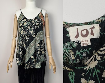 Vintage Silk Tank Top Boho Hippie One Size
