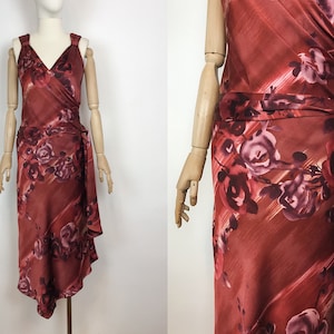 KALIKO Red Silk Floral Dress Pure Silk Summer Dress