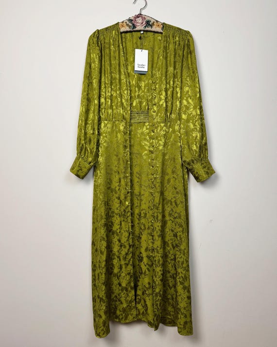 green floral button down dress Cream-Green Floral Button Down Plus Maxi Dress – PinkBlush main image 0