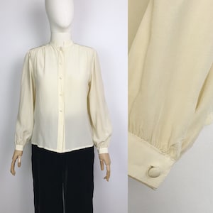 Vintage Beige Silk Blouse Pure Silk Buttoned Shirt