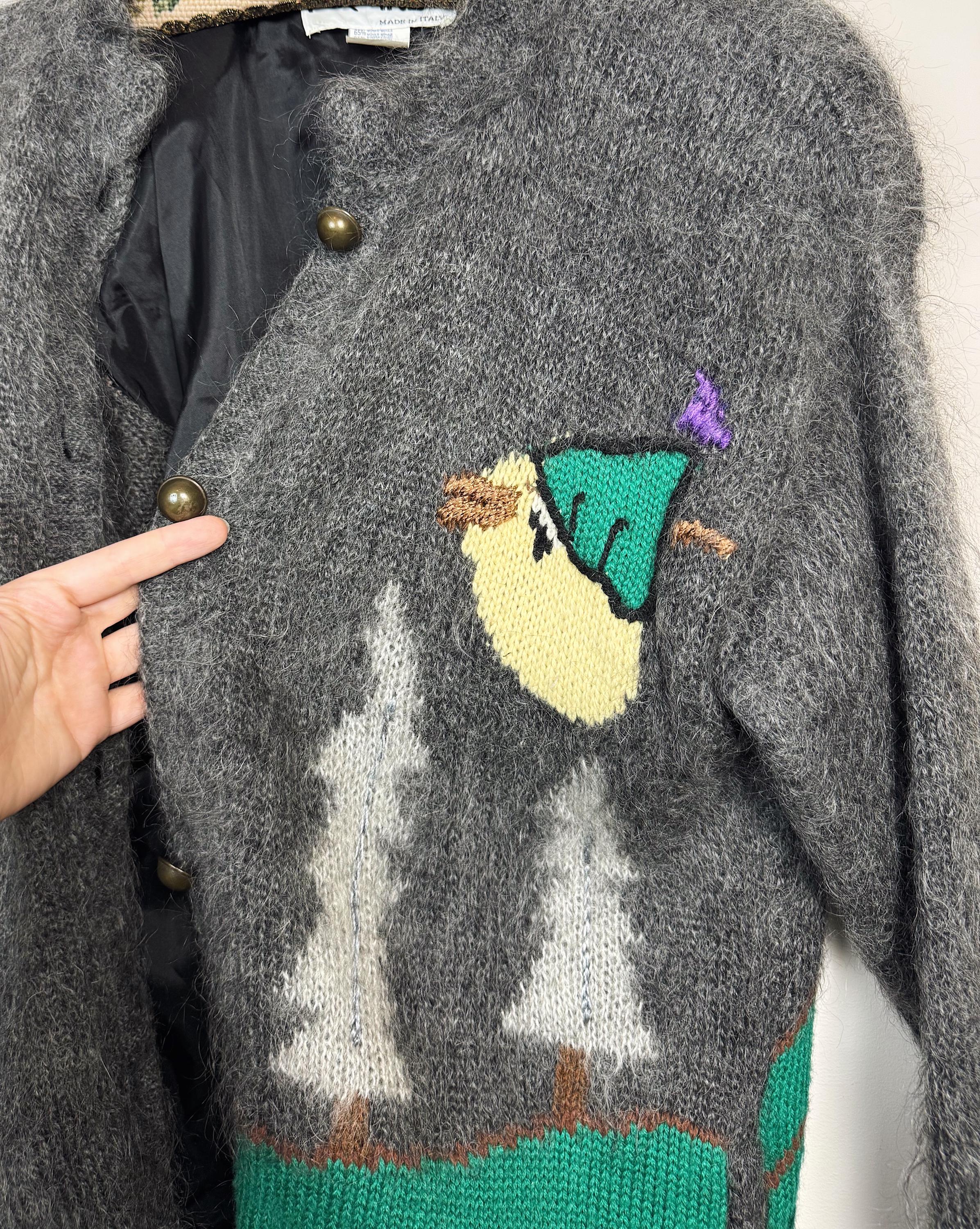 ヴィンテージモヘアニットカーディガン：イタリアのニキライン、80年代
