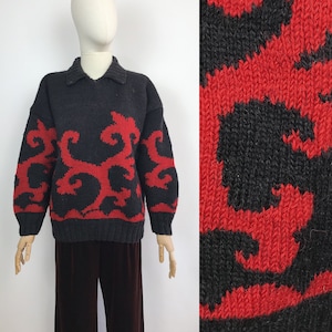 KUMBESHWAR Vintage Handstricken Wolle Nepal Pullover Warmer Winter Pullover