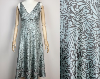 Vintage MONSOON Seidenkleid Ärmellos Floral Print (UK 10)