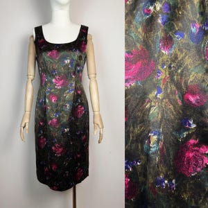 L.K. Bennett Green Pink Floral Silk Blend Sleeveless Sheath Dress
