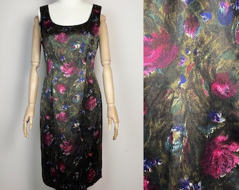 L.K. Bennett Green Pink Floral Silk Blend Sleeveless Sheath Dress