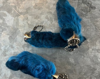 Rabbit Foot Keychain, Blue