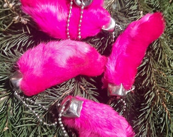 Rabbit Foot Keychain, Fuchsia