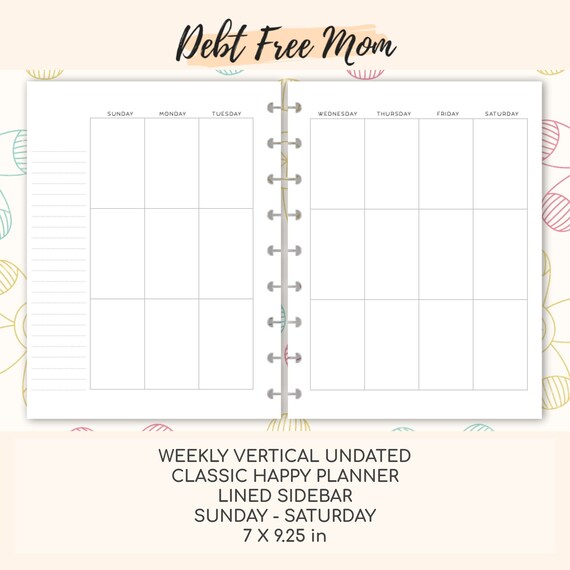 Classic Happy Planner Weekly Vertical Undated Printable Etsy